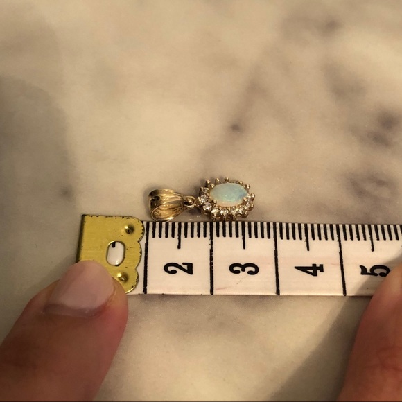 14KT Gold Diamond and Opal Pendant - Picture 3 of 3